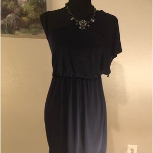 Dark navy blue off the shoulder summer dress
